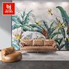 东南亚热带雨林瓷砖壁画客厅卫生间，背景艺术马赛克拼图精剪画定制