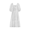 白色短袖夏季淑女风连衣裙，法式百搭中长裙女时尚，休闲洋气d¥9