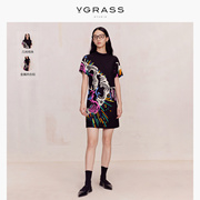 VGRASS艺术几何线条连衣裙2023年夏季气质设计感小众裙子女