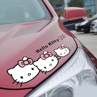 反光hellokitty汽车车贴，卡通kt猫大灯灯眉车身划痕遮挡改装贴纸