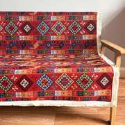 复古民族风沙发垫美式乡村，沙发巾四季通用沙发套盖布几何针织线毯