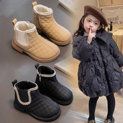 儿童女鞋子2023秋冬靴子棉鞋，冬季童二棉软底，棉靴中小童加绒保