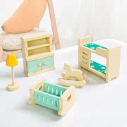 木制儿童迷你仿真马桶浴室柜子衣橱小家具套装过家家女孩亲子玩具
