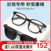 康视顿近视眼镜架方圆框磁吸夹片式偏光墨镜套镜TJ2192