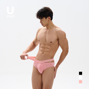 UPRO高开叉螺纹三角内裤粉色白色黑色时尚舒适男士短裤mugler风