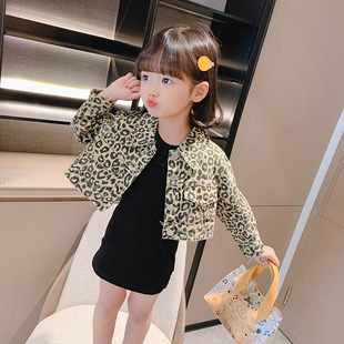 女童套装2021秋季韩版豹纹儿童上衣宝宝针织，洋气连衣裙两件套