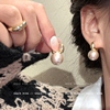 法式复古粉光珍珠耳环小众，设计耳钉气质百搭网红耳饰女高级感耳扣