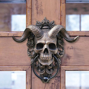 户外摆件门环特色朋克撒旦骷髅羊头墙壁装饰挂件家居树脂工艺品