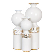 现代新古典美式欧式轻奢样板房玄关装饰陈设白色描金陶瓷花瓶摆件