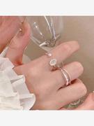 月光石素圈开口戒指女ins风轻奢小众设计食指环，高级感个性手饰品