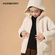赫米童装2023冬季儿童羊羔毛外套中大童毛毛连帽棉服外套保暖