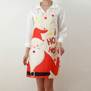 派老人装扮?麻布套圣诞罩衣，雪人主题装饰围裙女士无袖款用品厨房