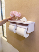 厕纸塑料卷纸筒卫生间壁挂日式双厕所纸巾架抽纸盒免打孔置物架架