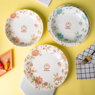 哆啦a梦盘子菜盘家用2024卡通餐具陶瓷碗盘套装儿童餐盘碟子