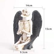摆件树脂骷髅头天使，翅膀头骨工艺品，个性万圣节恐怖装饰