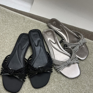 露趾拖鞋外穿淑女平底半拖