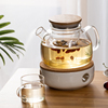 古道品茗透明玻璃花茶壶蜡烛，加热花草茶具，水果茶壶套装整套茶壶