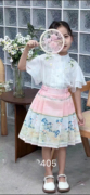 女童新中式马面裙套装夏装，2024儿童短款汉服，裙宝宝中国风唐装
