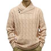 Men's knitted sweater 欧美男春秋套头针织衫修身翻领麻花毛衣