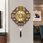 新中式钟表挂钟客厅高档客厅家用表挂墙玄关中国风自动对时石英钟
