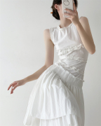 彼得堡在逃公主裙 重工少女感蛋糕裙气质小众白色仙女连衣裙