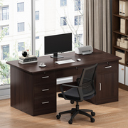 办公桌带锁家用电脑桌，台式简约桌子工作台带抽屉，书桌职员桌椅组合