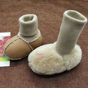 女宝婴童毛毛鞋棉拖鞋室内学步鞋加绒幼儿一岁鞋子软底防滑保暖g
