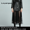 lapargay纳帕佳2023女装，秋冬季黑色，短裙个性休闲皮裙半身裙子