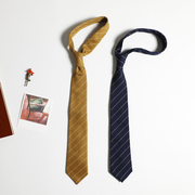 棉布领带合集k蓝色黄色细条纹轻商务日常休闲上班纯棉条纹领