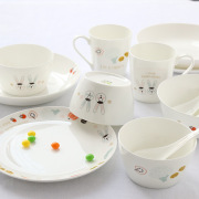 唐山骨瓷餐具套装碗碟盘陶瓷器，韩式创意卡通厨房家用送礼碟子