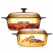 高档康宁VISIONS2.25L+3.25L晶彩透明耐热玻璃汤锅家用锅具套装