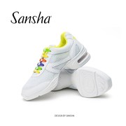 Sansha/三沙运动舞蹈鞋女软底气垫网面白色 广场舞鞋透气舒适