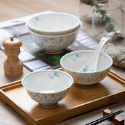 和彩日式餐具碗碟套装，家用釉下彩饭碗面碗汤碗，景德镇陶瓷缠枝莲碗