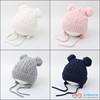 秋冬款全棉婴幼儿童针织毛线，帽子纯色双层男女宝宝护耳帽子