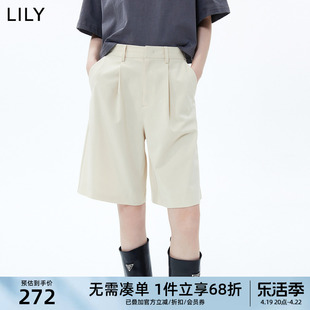 LILY2023夏女装时尚通勤气质显瘦高腰款休闲百慕大短裤小个子