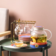 欧式陶瓷花草茶具套装下午茶具，花果茶杯家用玻璃花茶壶带过滤蜡烛