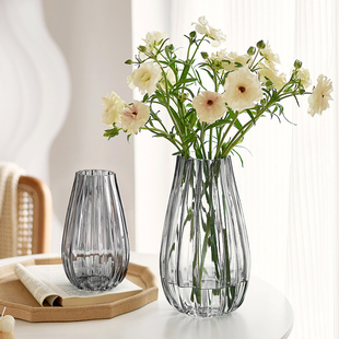 欧式简约现代花瓶摆件透明ins风水培鲜花玫瑰客厅餐桌装饰插花瓶