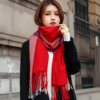 韩版时尚女士秋冬季厚款英伦，格子羊毛羊绒，披肩围巾两用优雅春