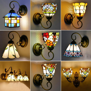欧式地中海创意壁灯美式乡村，柳叶灯饰卧室床头灯，浴室卫生间镜前灯