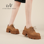 UDV2023秋冬真皮磨砂牛皮英伦风马丁鞋圆头平底学院风女鞋潮酷风
