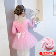 儿童舞蹈服粉色长袖，女童练功服冬季紫色亮片，纱裙幼儿芭蕾舞裙考级