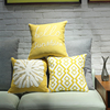 刺绣花床头靠垫北欧风格简约黄色全棉家居客厅沙发抱枕套网红靠枕