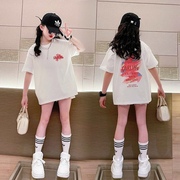 女童短袖t恤纯棉2024夏季街舞衣服女孩韩版宽松半袖儿童上衣