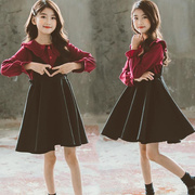 欧洲韩国女童装秋冬装加绒套装2022洋气背带裙公主连衣裙
