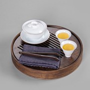 厂茶盘家用日式简约纯色储水式竹制嵌入式大号圆形大茶托干泡