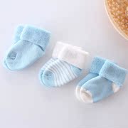 秋冬婴儿袜子纯棉加厚保暖毛圈袜新生儿0-3-6-12个月初生宝宝袜子