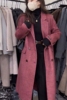 韩版双面羊绒大衣女，中长款西装2023秋冬桑蚕丝，高个子(高个子)毛呢外套