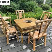 庭院桌椅火锅中式田园竹，靠背椅竹制家具户外竹餐桌竹编织桌子