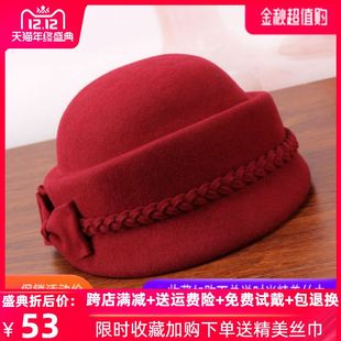 帽子女秋冬韩版优雅时尚羊毛呢贝雷帽英伦，定型帽休闲百搭礼帽