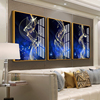 客厅晶瓷画 轻奢现代三联沙发背墙壁画 金色年华抽象意境水晶挂画